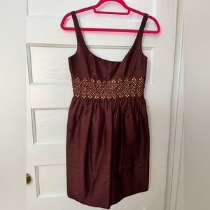 Milly of New York Maroon embellished Silk dress